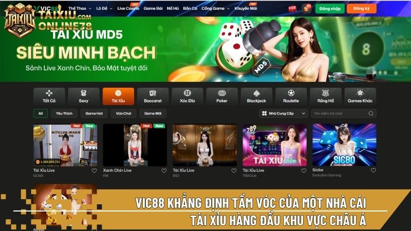 VIC88 sở hữu giao diện sang trọng với tông màu Gold-Blue mang đậm phong cách hoàng gia