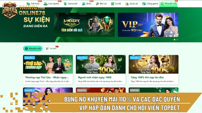 TOPBET thường xuyên tung ra các chương trình ưu đãi đặc quyền cho tín đồ game tài xỉu